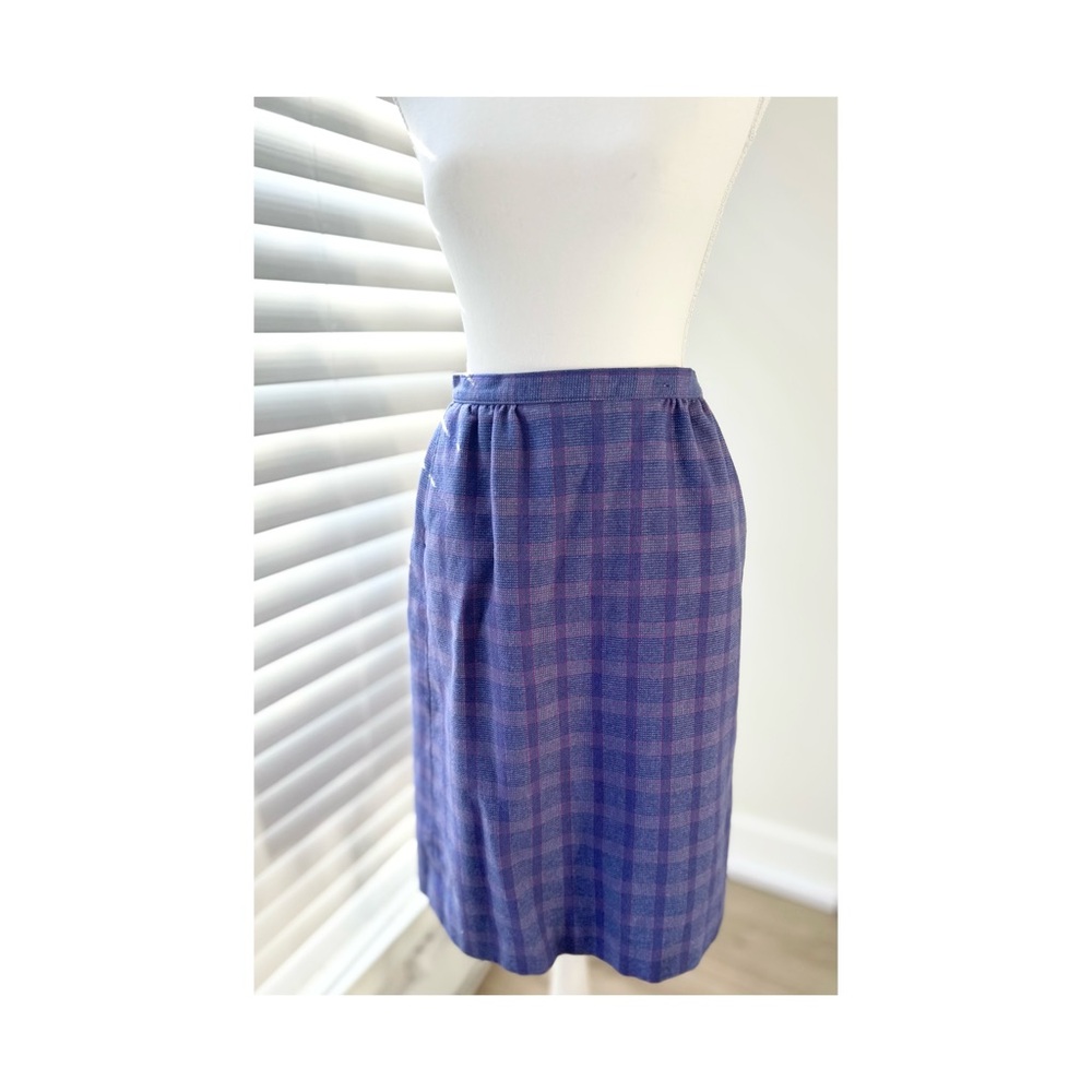 Vintage Wool Pendleton Purple Plaid Pencil Skirt